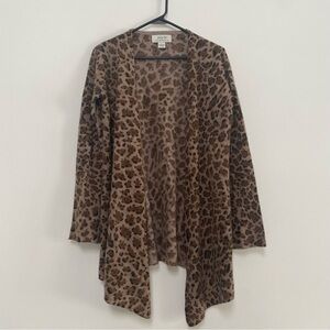 PLY Cashmere Animal Print Super Soft Long Open Cardigan Sweater M